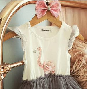 Flamingo Tutu Dress- CREAM