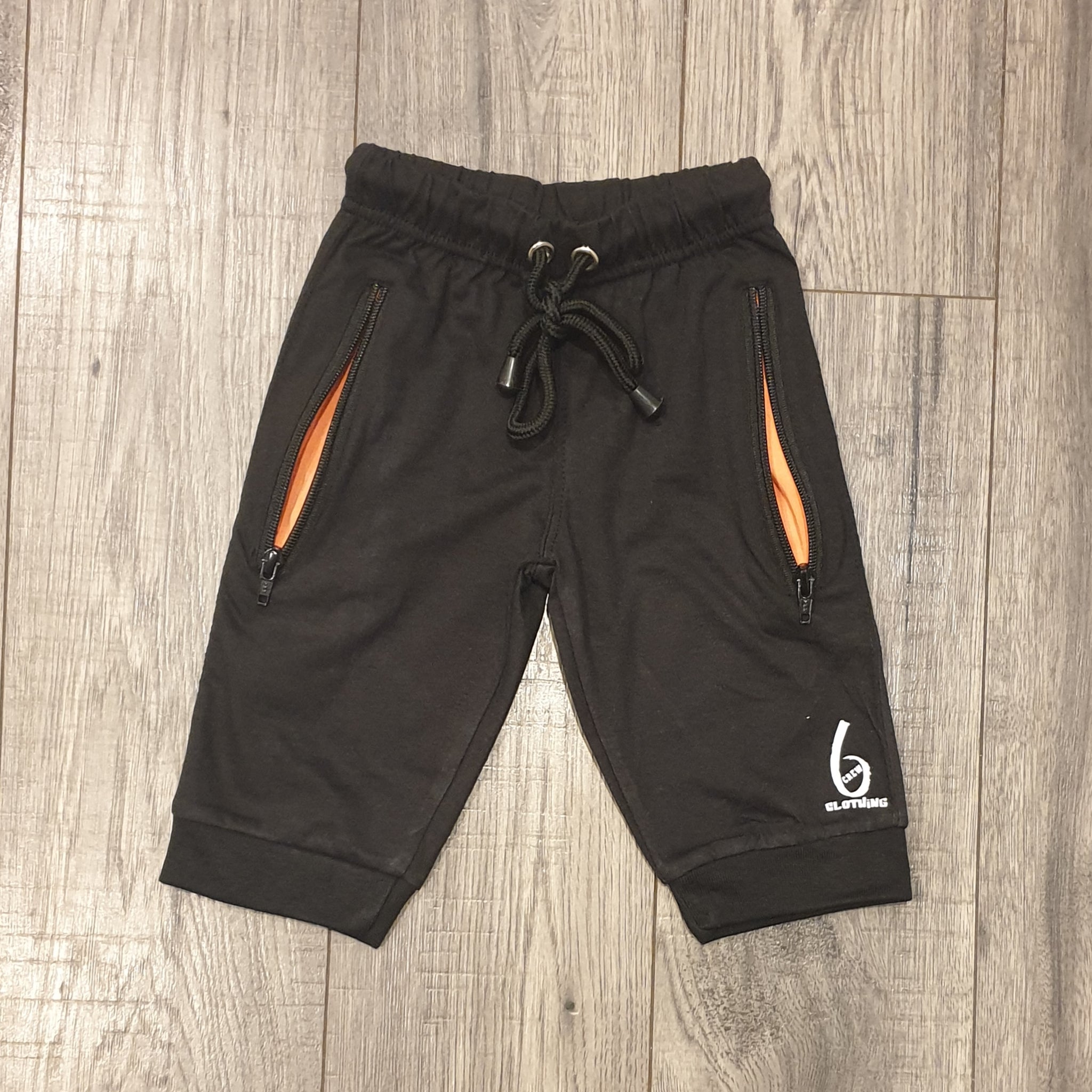 Long Zip Pocket Shorts- BLACK/CORAL