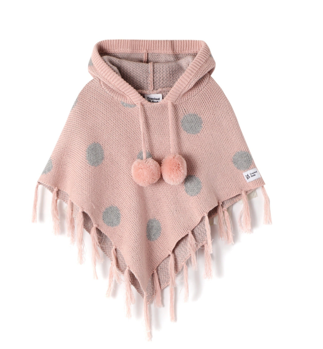 Knitted Poncho- PINK