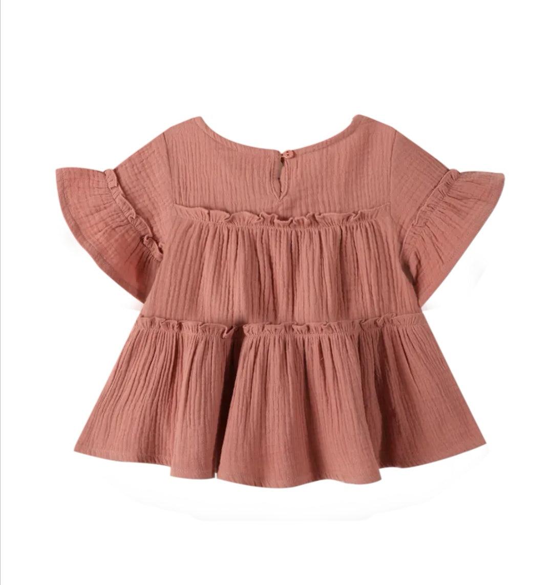 Indi Flare Sleeve Top - DUSTY PINK