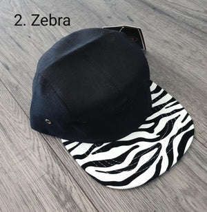 Black Hat with Zebra Pattern Peak