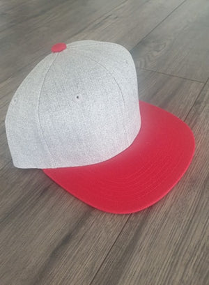 Snapback Cap with Red Peak-GREY