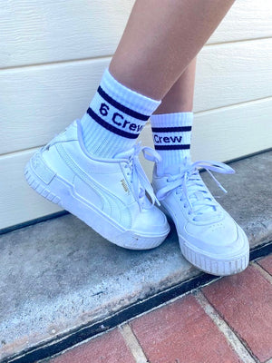 Six Crew Socks - White